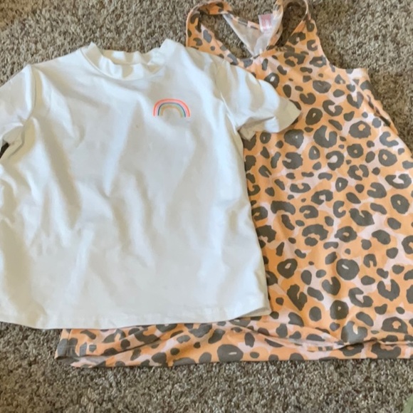 Cat & Jack White and Orange Leopard Kids Swim Coverups - Picture 1 of 5